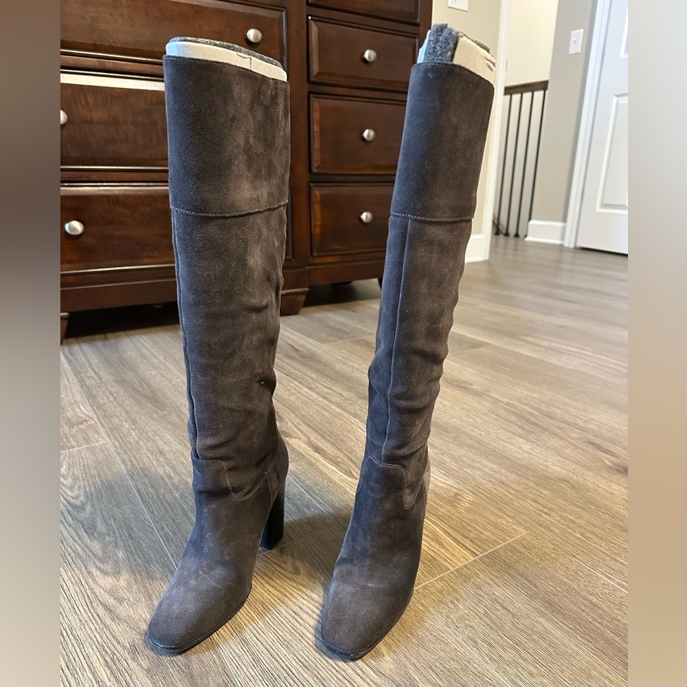 Marc Fisher Gray Suede Heeled Boots